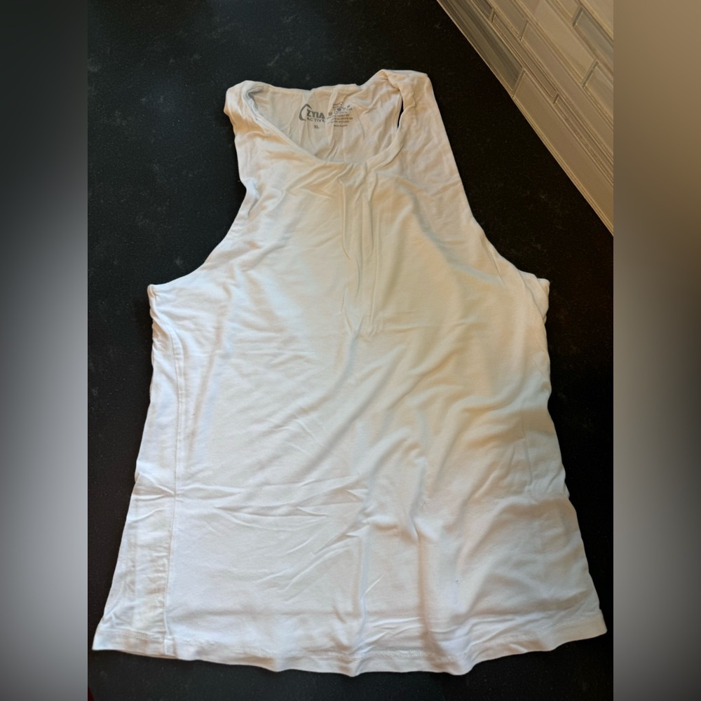 ZYIA White Sleeveless Workout Tank